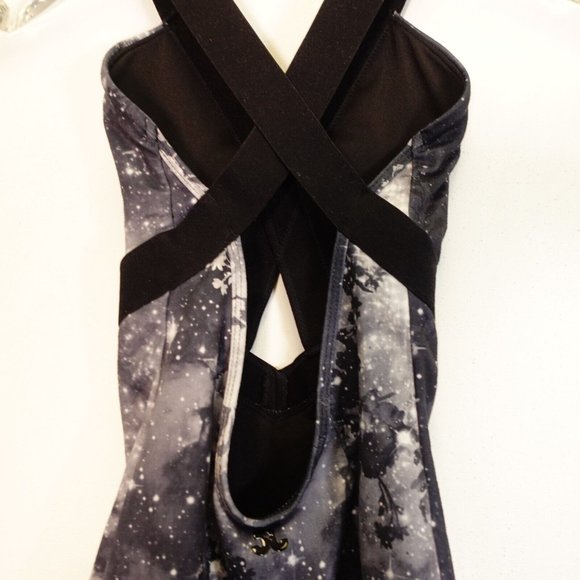 Vintage Swimsuit Women XS One Piece Black Floral Cut Out Galaxy Keyhole Unpadded - Picture 4 of 8